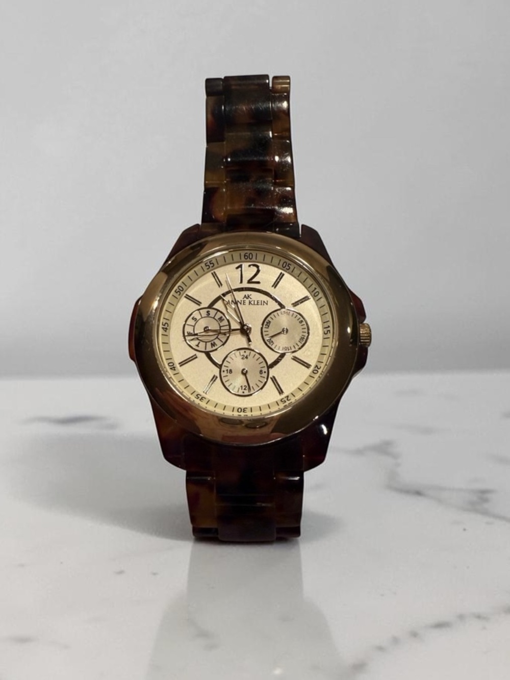Anne Klein Leopard Ladies Two Tone Wrist Watch 40mm
